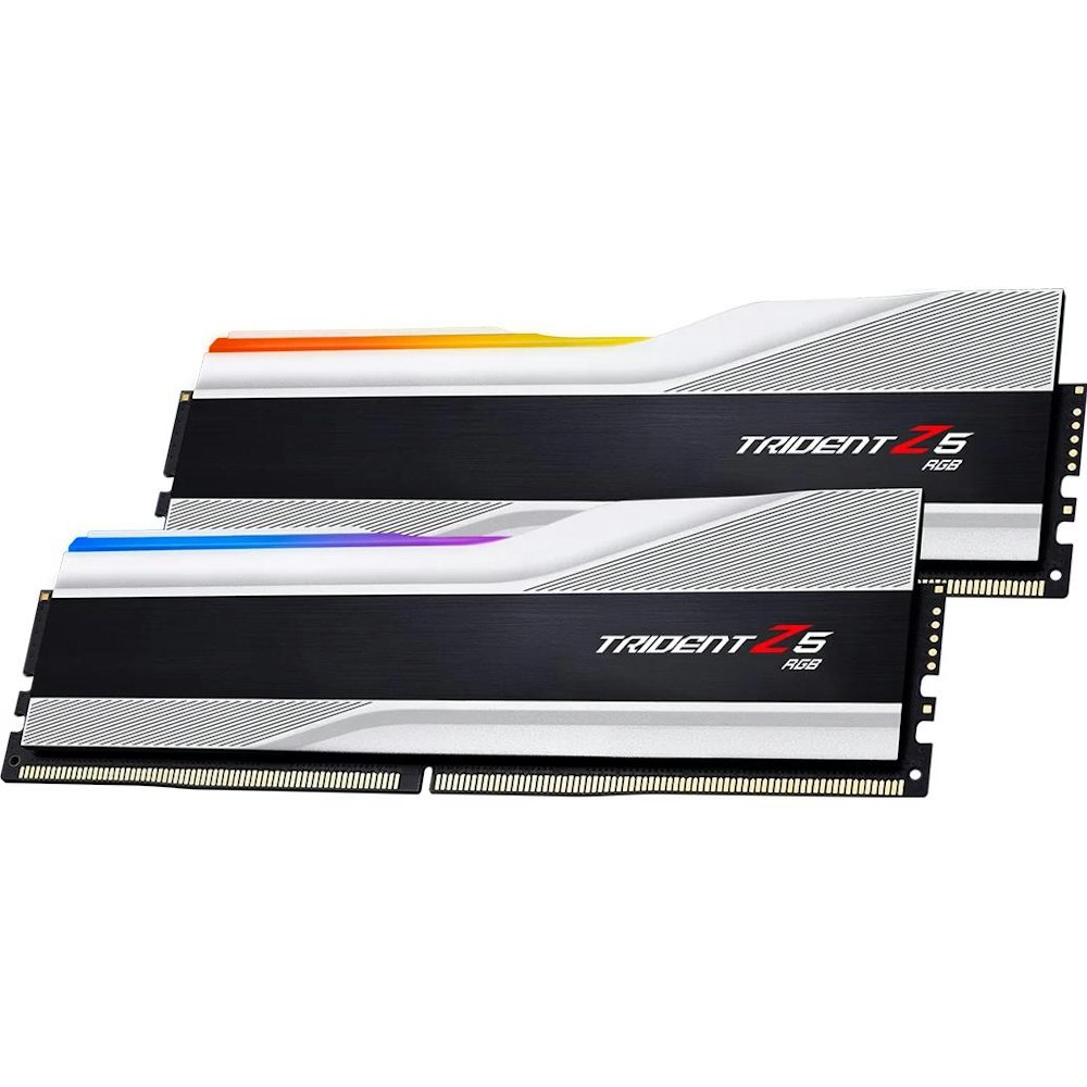 A large main feature product image of G.Skill 64GB Kit (2x32GB) DDR5 Trident Z5 RGB C30 6000MHz - Silver