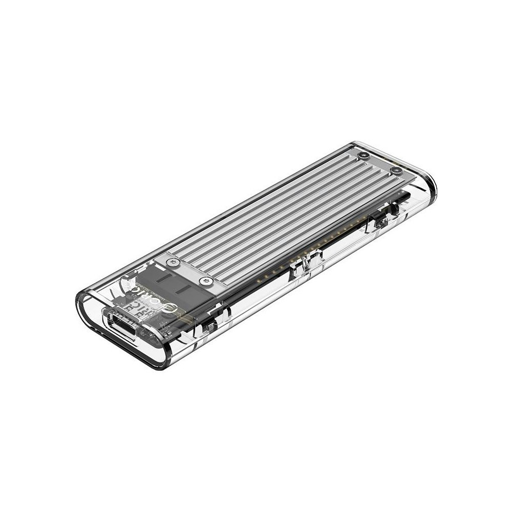 A large main feature product image of ORICO Clear M.2 NVMe Type-C USB 3.1 SSD Enclosure - Silver