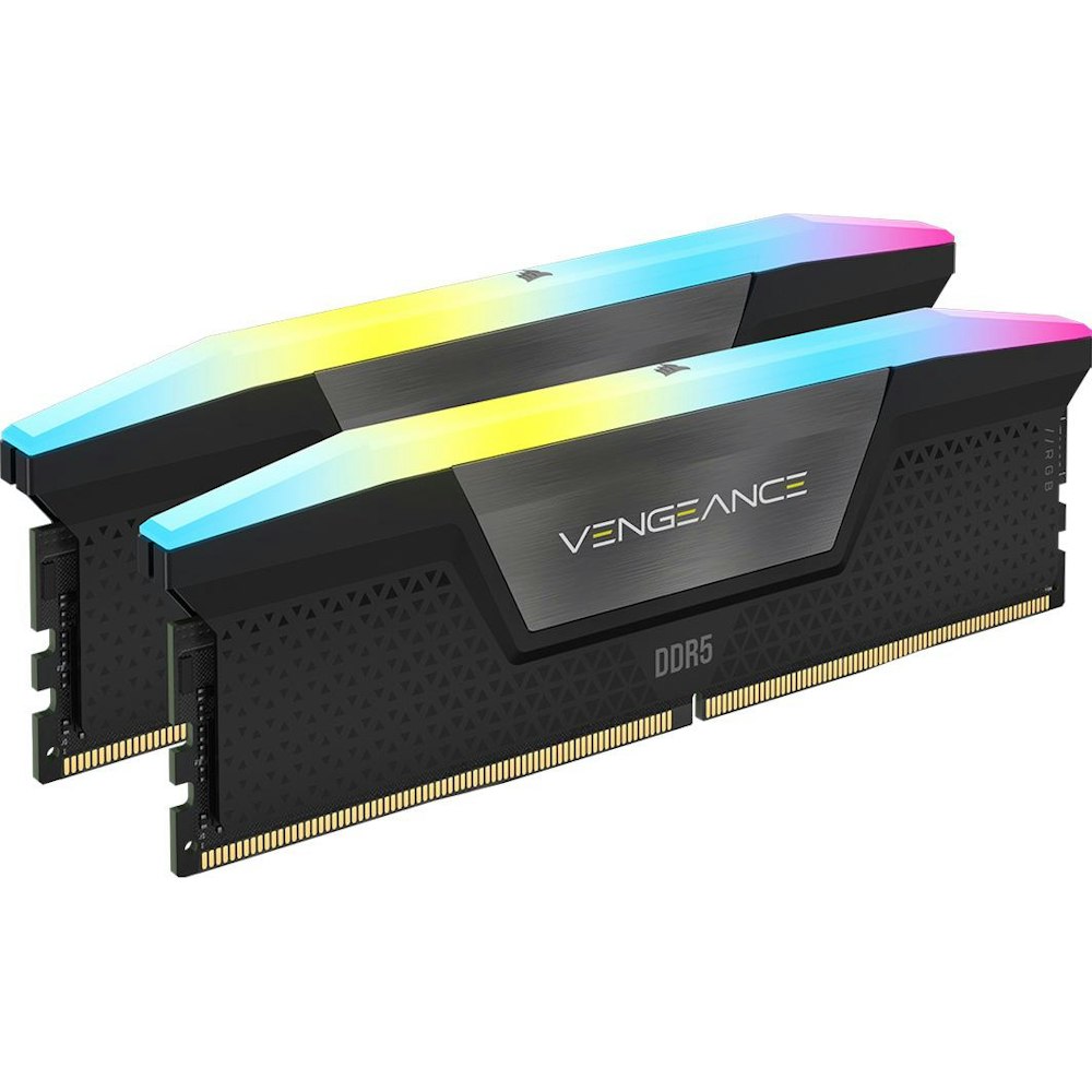 A large main feature product image of Corsair 32GB Kit (2x16GB) DDR5 Vengeance RGB C36 6000MT/s - Black