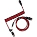A product image of Keychron Premium Coiled Aviator Cable - Red Angled