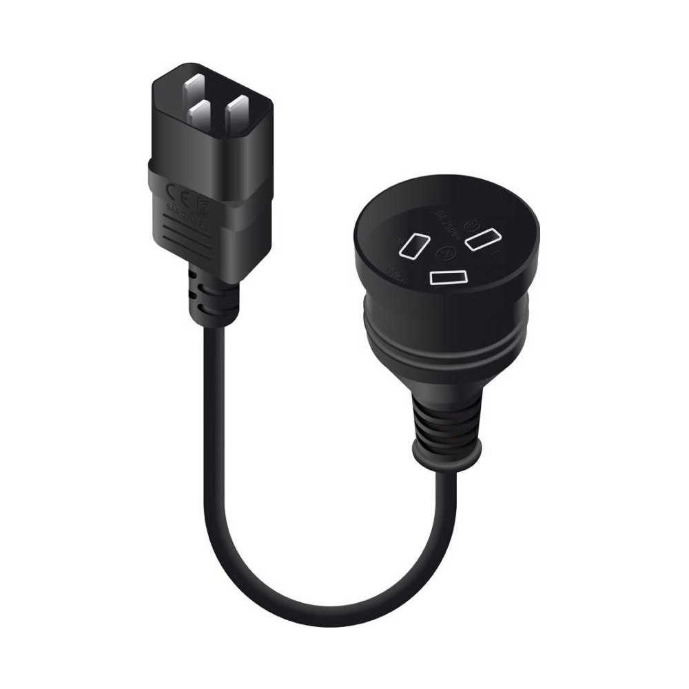 A large main feature product image of ALOGIC 0.15m IEC C14 to Aus 3 Pin Mains Plug Male to Female