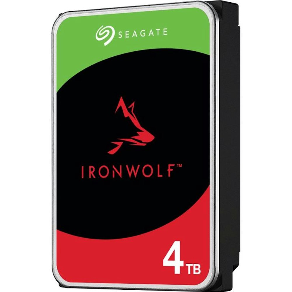 A large main feature product image of Seagate IronWolf 3.5" NAS HDD - 4TB 256MB