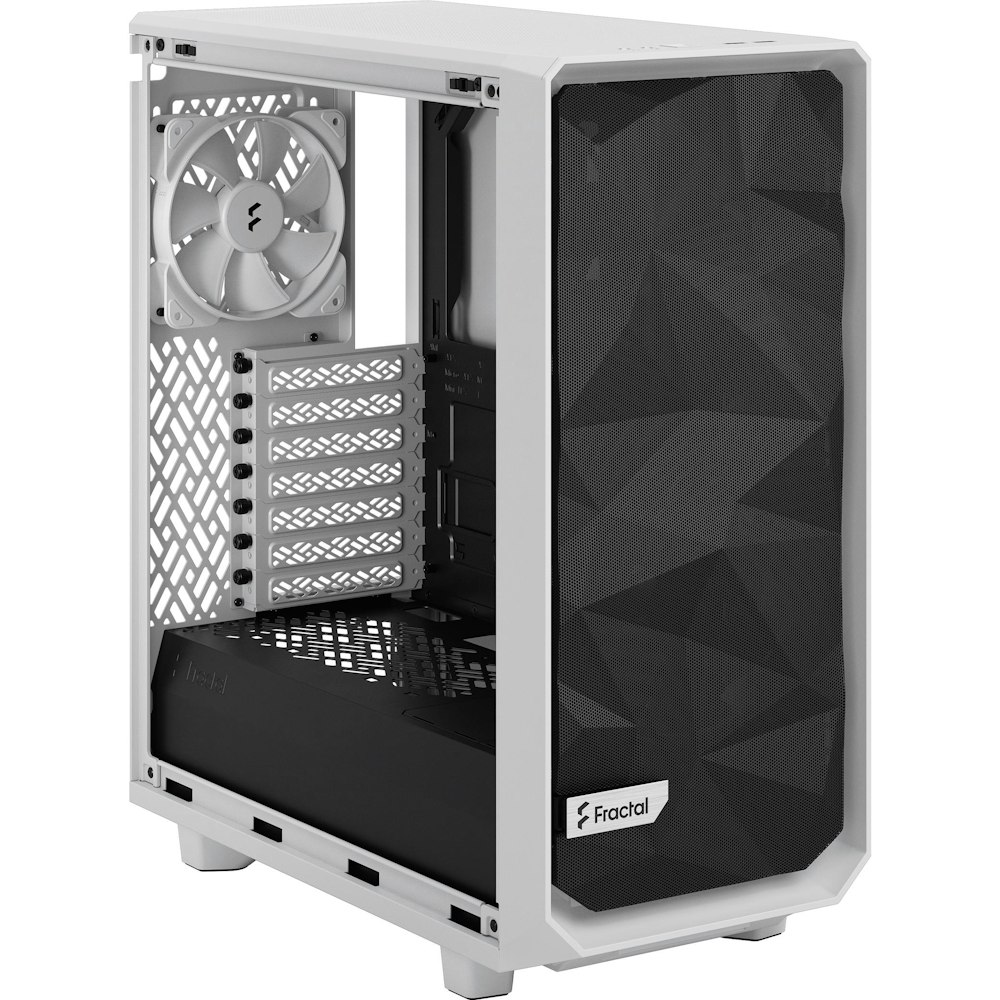 A large main feature product image of Fractal Design Meshify 2 Compact Lite TG Clear Tint Mid Tower Case - White