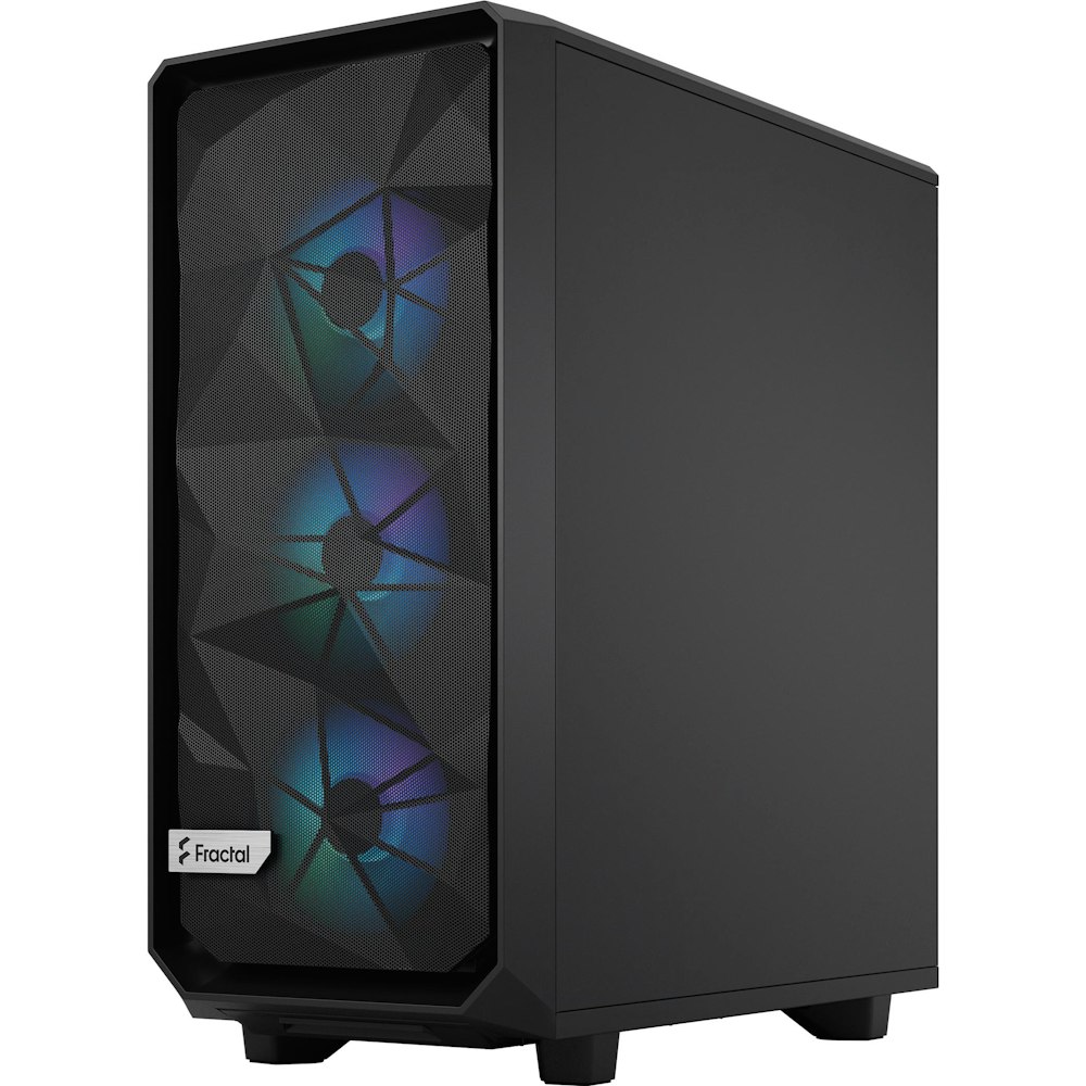 A large main feature product image of Fractal Design Meshify 2 Compact Lite RGB TG Light Tint Mid Tower Case - Black