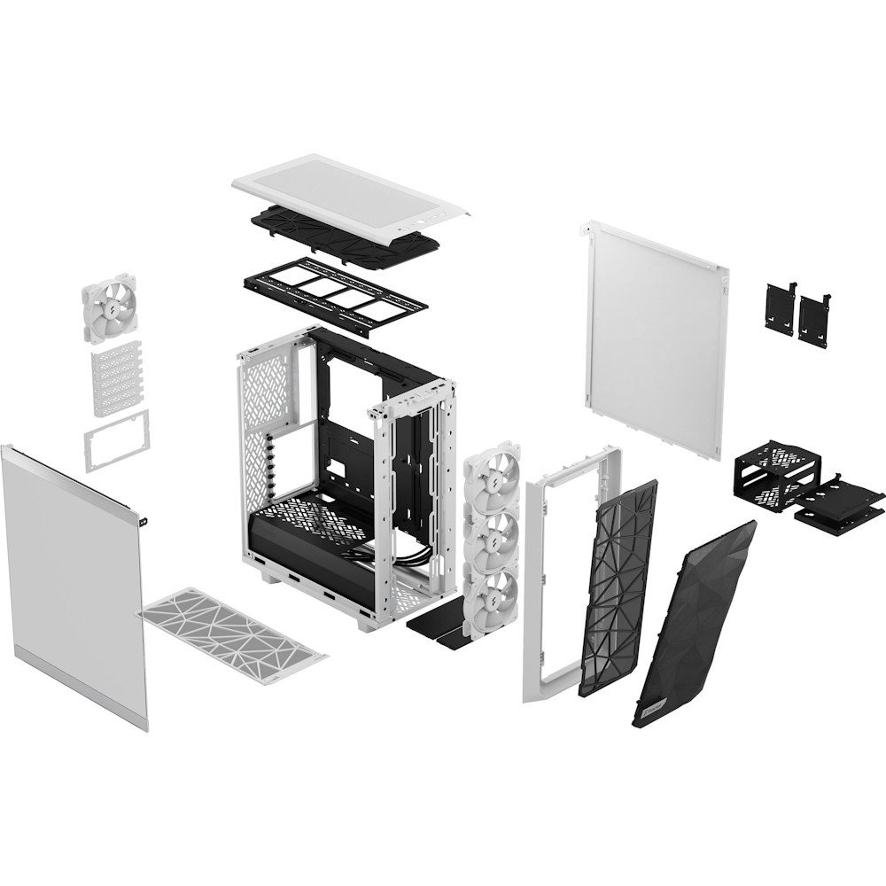A large main feature product image of Fractal Design Meshify 2 Compact RGB TG Clear Tint Mid Tower Case - White