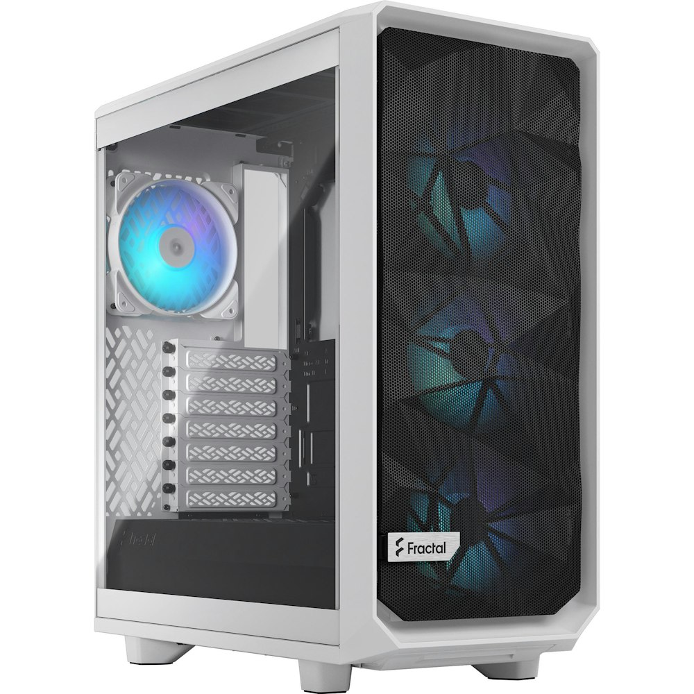 A large main feature product image of Fractal Design Meshify 2 Compact RGB TG Clear Tint Mid Tower Case - White
