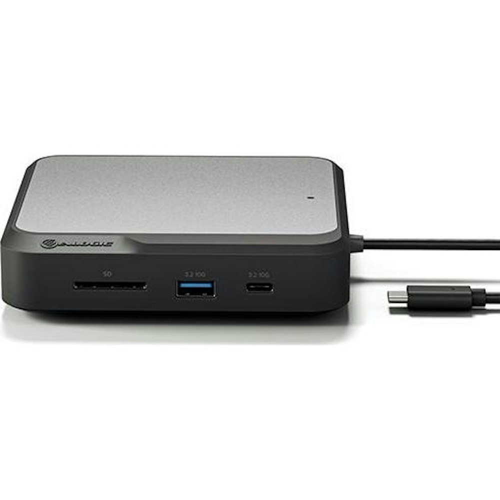 A large main feature product image of ALOGIC Dual 4K Universal Compact Docking Station – CD2 – DisplayPort Edition