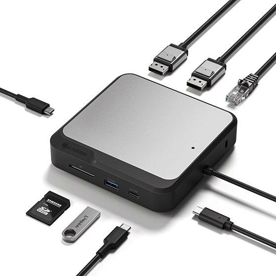 A large main feature product image of ALOGIC Dual 4K Universal Compact Docking Station – CD2 – DisplayPort Edition
