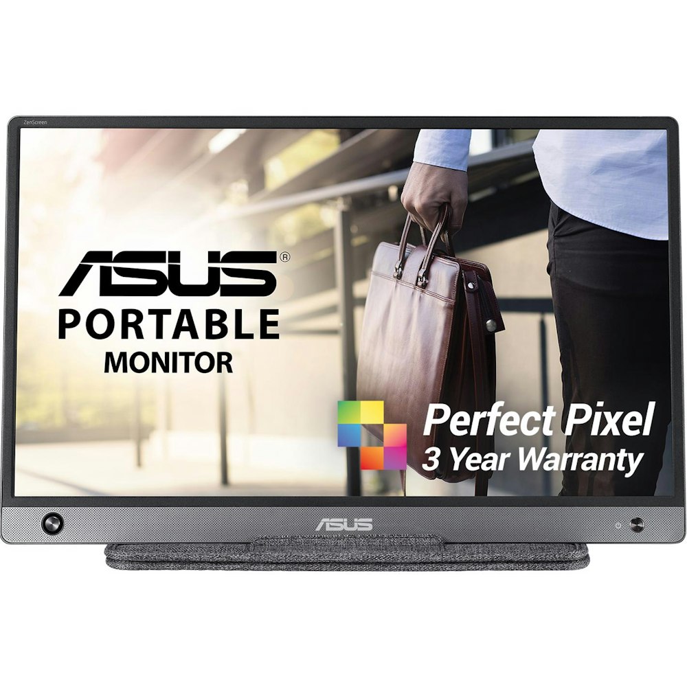 A large main feature product image of ASUS ZenScreen MB16AH 15.6" FHD 60Hz IPS Portable Monitor