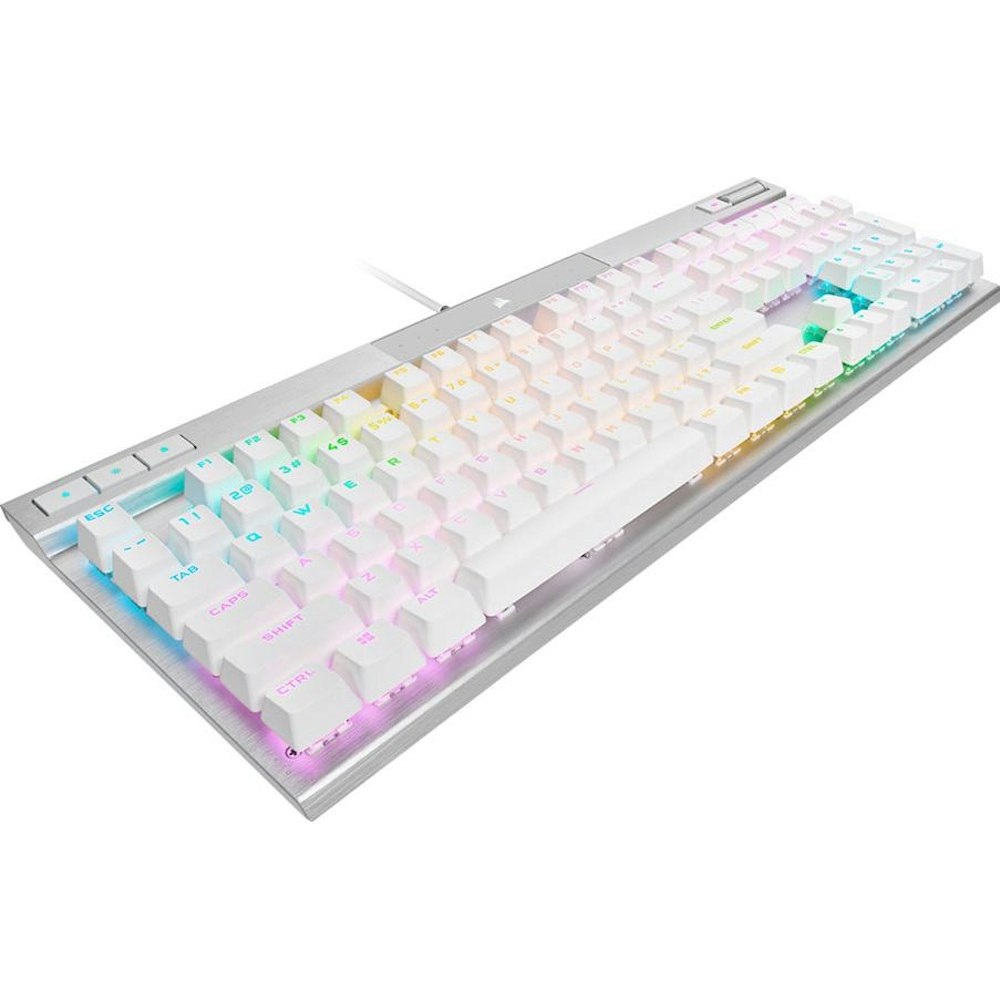 A large main feature product image of Corsair K70 RGB PRO Optical-Mechanical Gaming Keyboard (OPX Switch) - White PBT