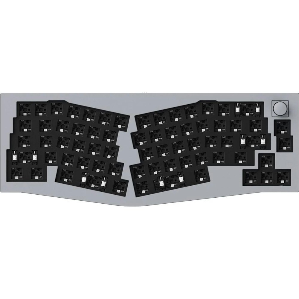 A large main feature product image of Keychron Q8 RGB Ergonomic Mechanical Keyboard - Silver Grey (Barebones)