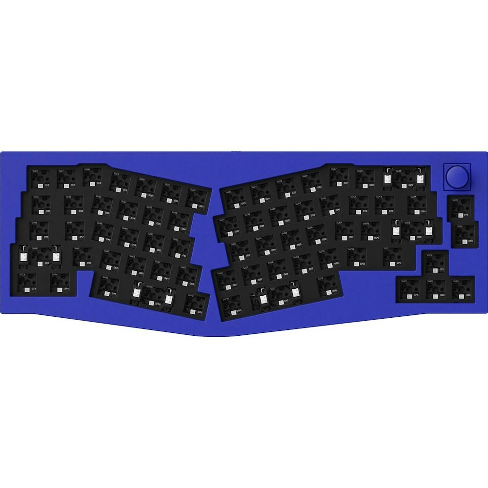 A large main feature product image of Keychron Q8 RGB Ergonomic Mechanical Keyboard - Navy Blue (Barebones)