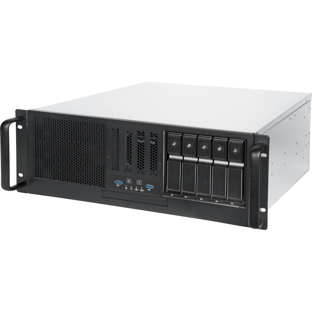 A large main feature product image of SilverStone RM41-H08 4U Rackmount Case