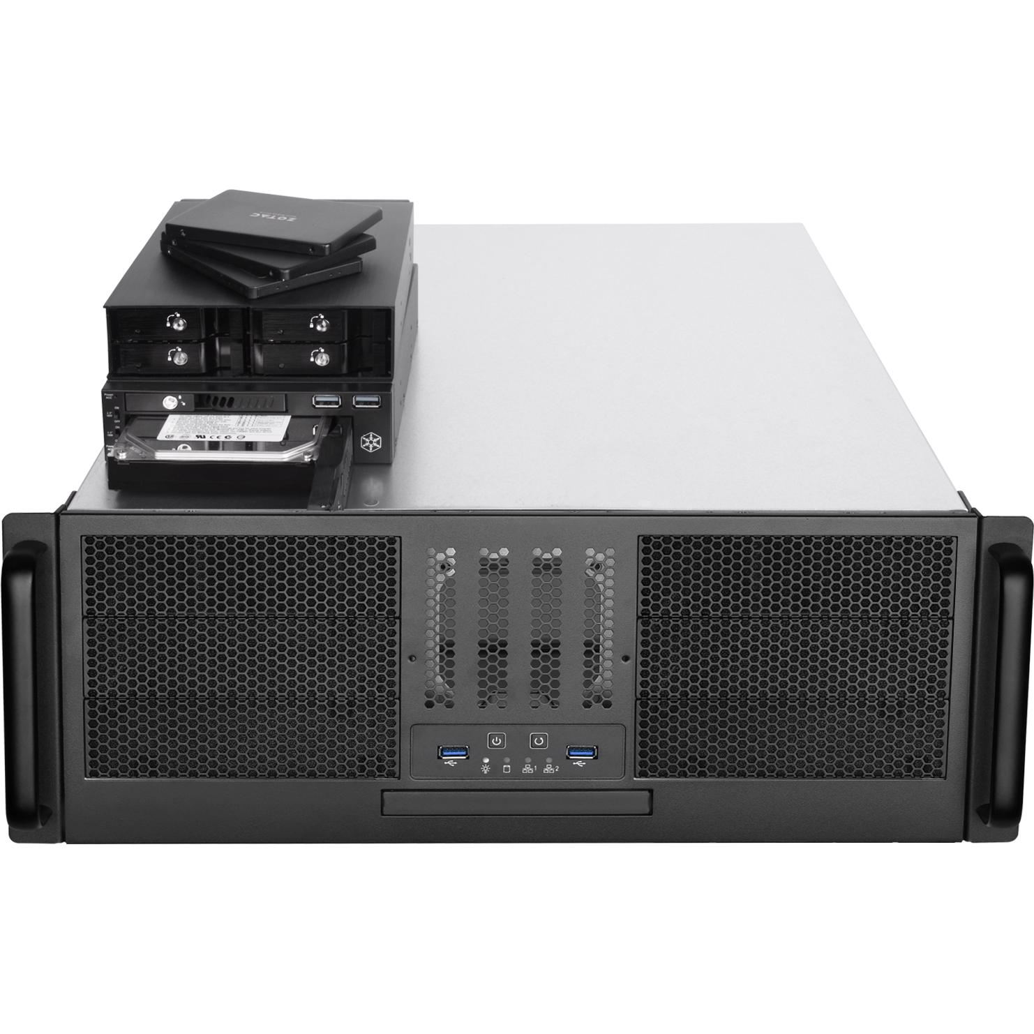 A large main feature product image of SilverStone RM41-506 4U Rackmount Case