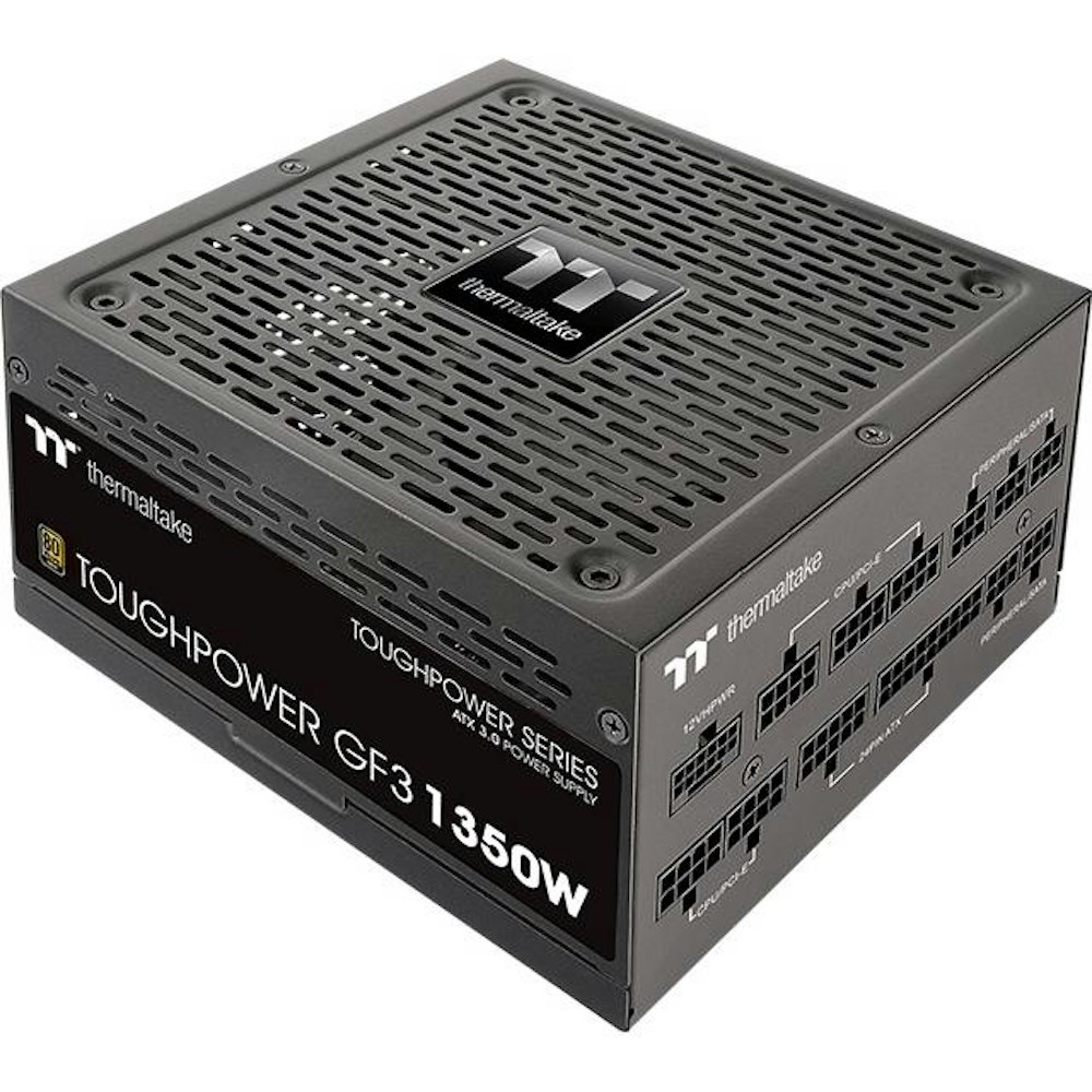 A large main feature product image of Thermaltake Toughpower GF3 - 1350W 80PLUS Gold PCIe 5.0 ATX Modular PSU