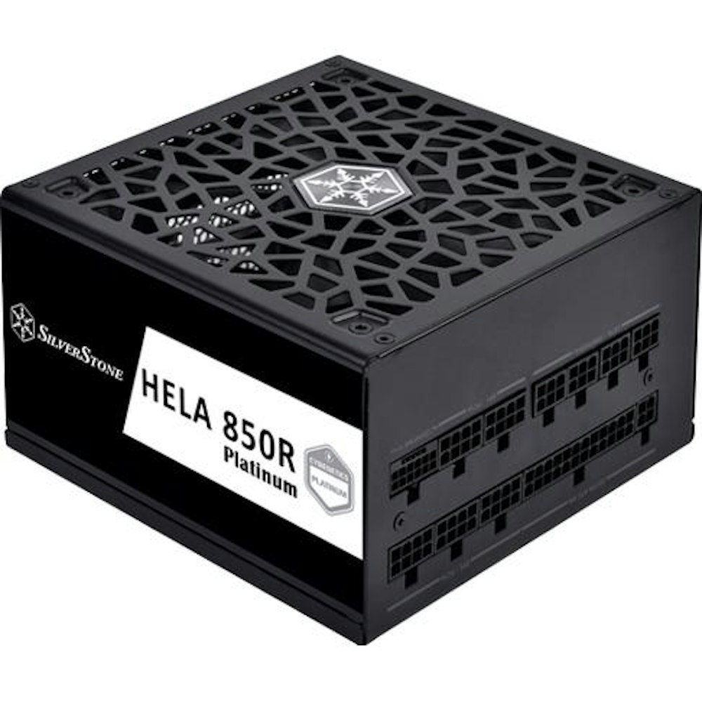 A large main feature product image of SilverStone HELA 850R 850W Platinum PCIe 5.0 ATX Modular PSU