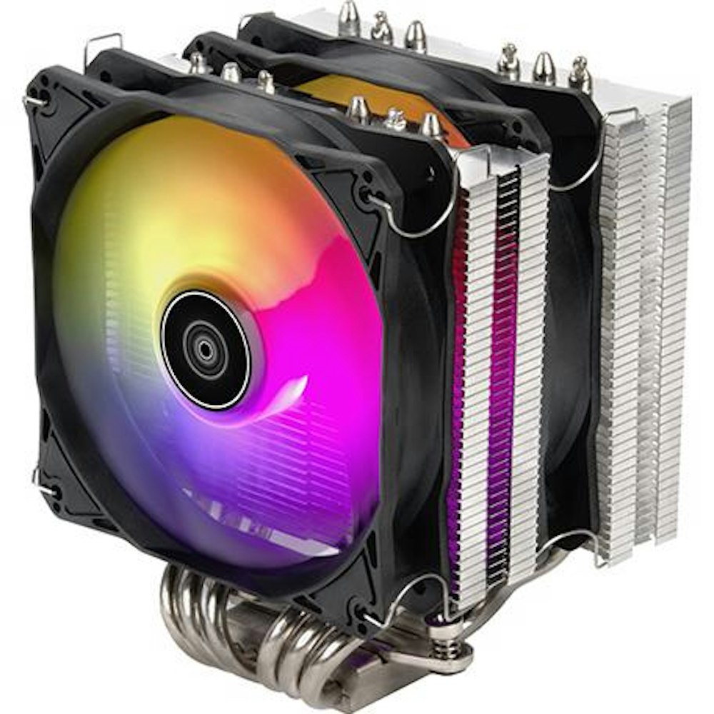 A large main feature product image of SilverStone Hydrogon D120 ARGB Dual Tower CPU Cooler - Black