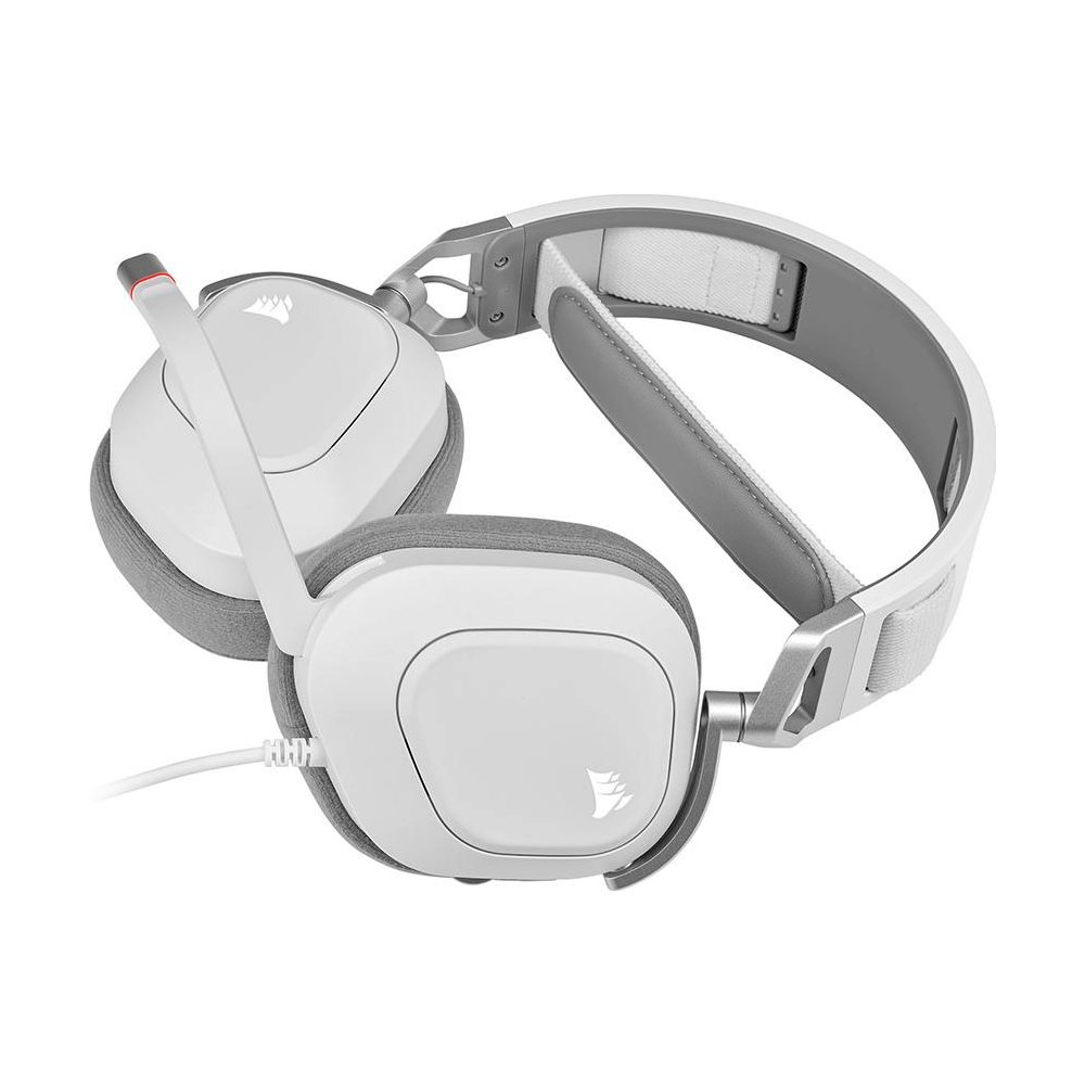 A large main feature product image of Corsair HS80 RGB USB Wired Gaming Headset — White