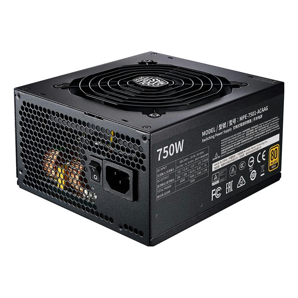 A large main feature product image of Cooler Master MWE V2 750W ATX Gold Modular PSU
