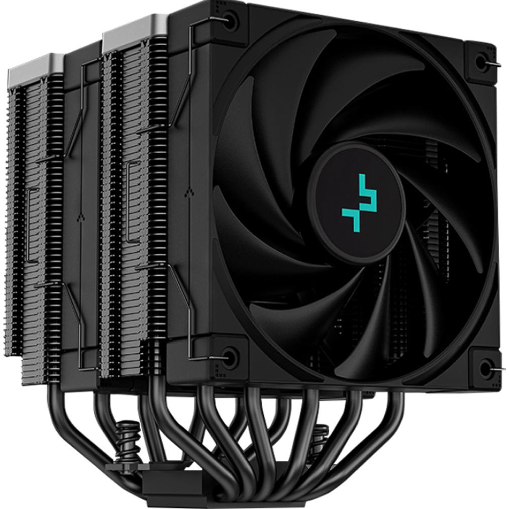 A large main feature product image of DeepCool AK620 ZERO DARK Dual-Tower CPU Cooler