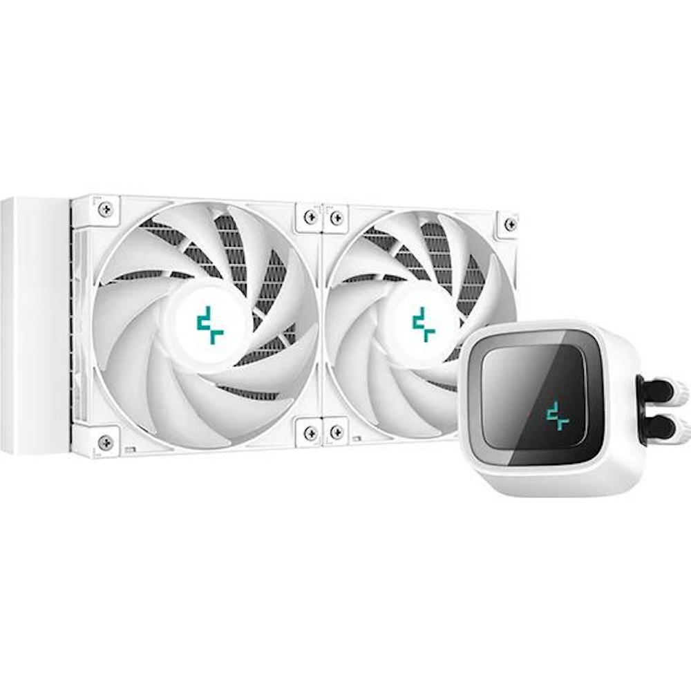 A large main feature product image of DeepCool LS520 ARGB 240mm AIO CPU Cooler - White