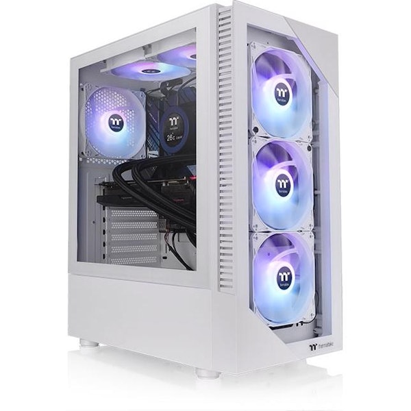 Thermaltake View 200 - ARGB Mid Tower Case (Snow) | PLE Computers