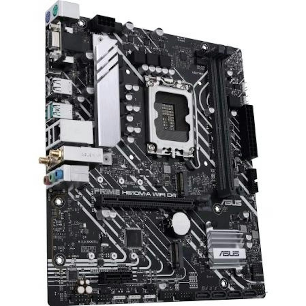 A large main feature product image of ASUS PRIME H610M-A WiFi D4 DDR4 LGA1700 mATX Desktop Motherboard