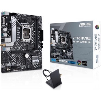 Product image of ASUS PRIME H610M-A WiFi D4 DDR4 LGA1700 mATX Desktop Motherboard - Click for product page of ASUS PRIME H610M-A WiFi D4 DDR4 LGA1700 mATX Desktop Motherboard