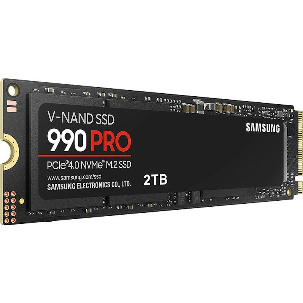 A large main feature product image of Samsung 990 Pro PCIe Gen4 NVMe M.2 SSD - 2TB