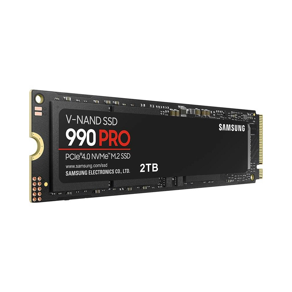 A large main feature product image of Samsung 990 Pro PCIe Gen4 NVMe M.2 SSD - 2TB