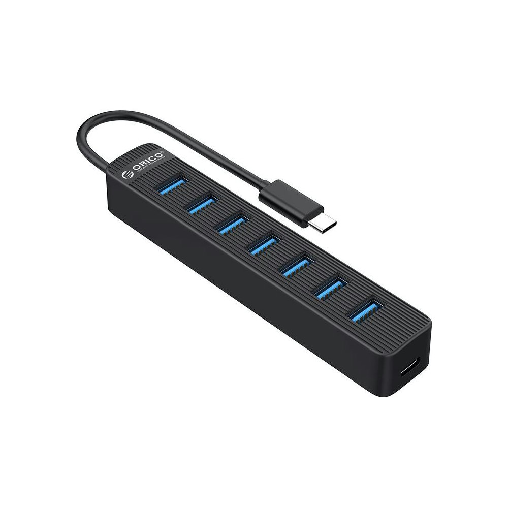 A large main feature product image of ORICO 7 Port USB 3.0 Hub - Black