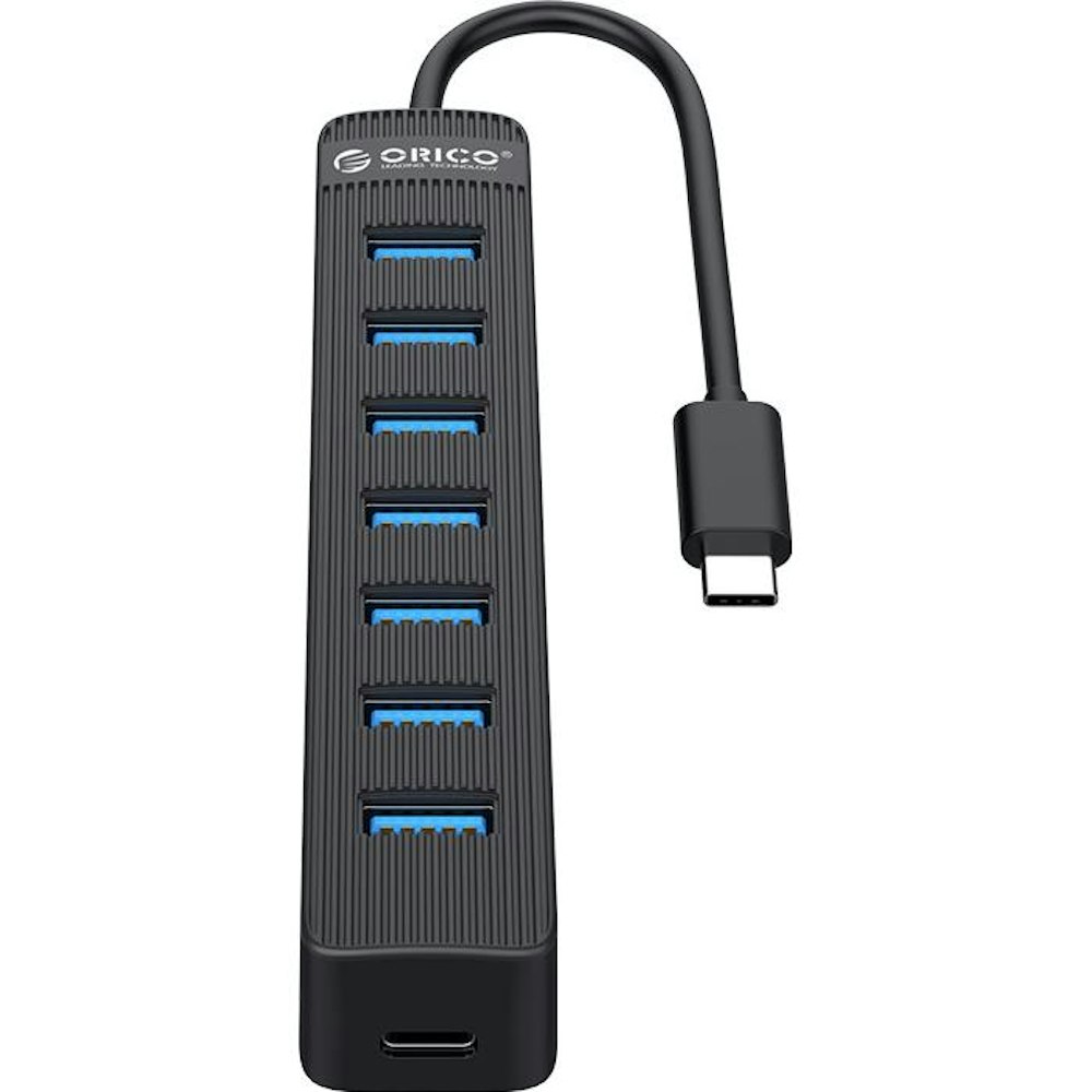 A large main feature product image of ORICO 7 Port USB 3.0 Hub - Black