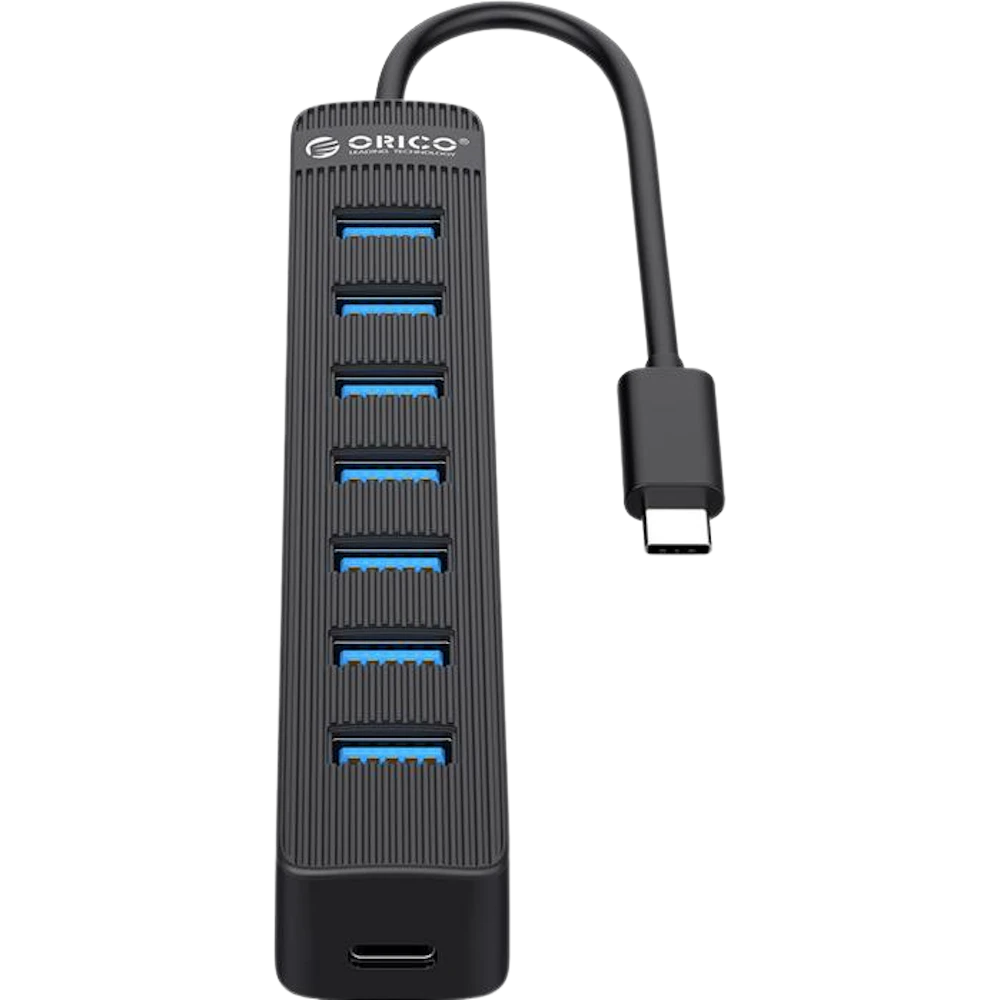 A large main feature product image of ORICO 7 Port USB 3.0 Hub - Black