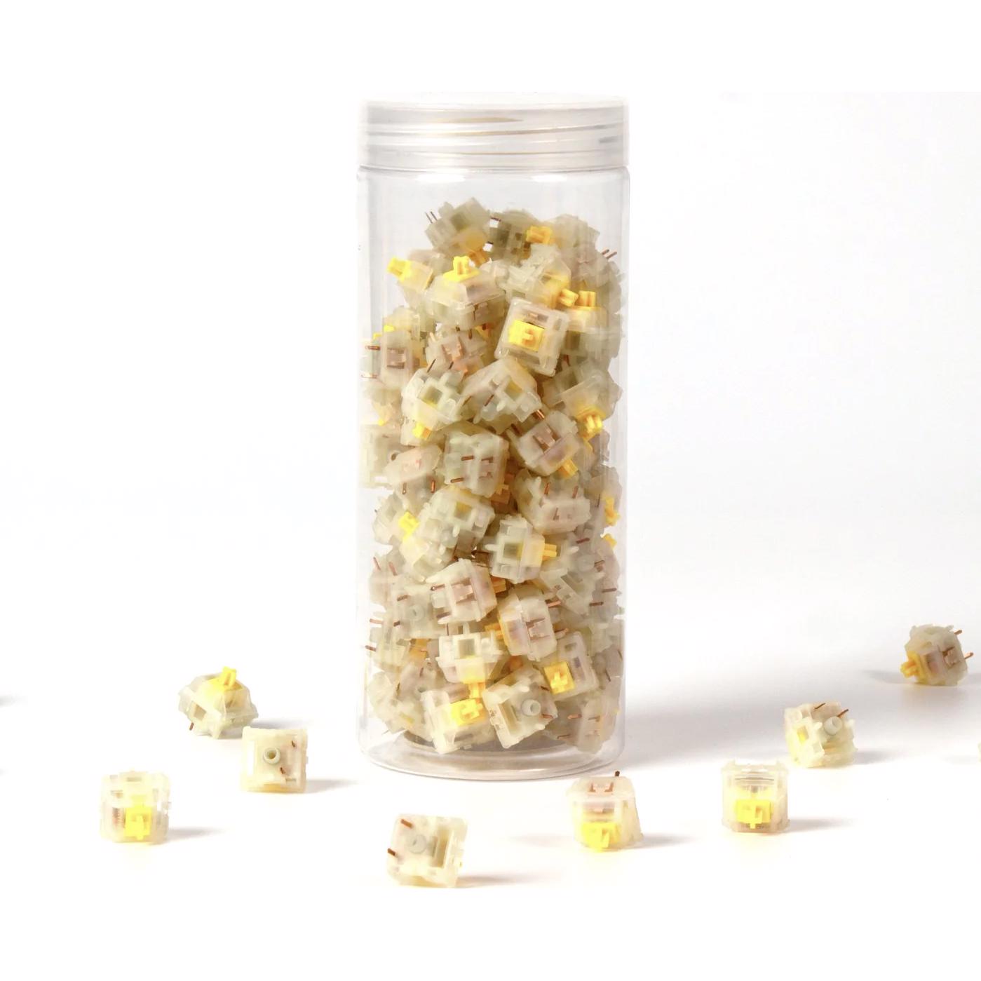 A large main feature product image of Gateron Cap V2 Milky Yellow - 50g Linear Switch Set (110pcs)