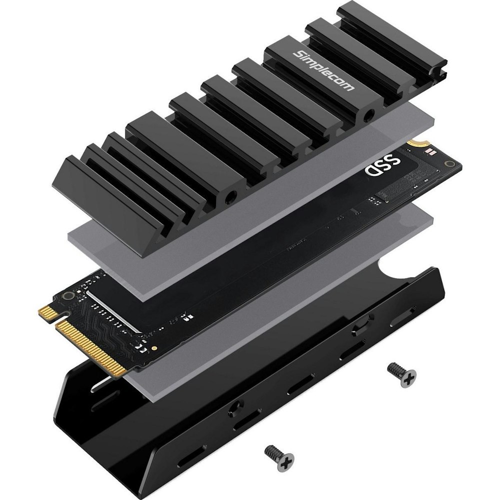 A large main feature product image of Simplecom SA110 M.2 SSD Aluminum Heatsink PC and PS5