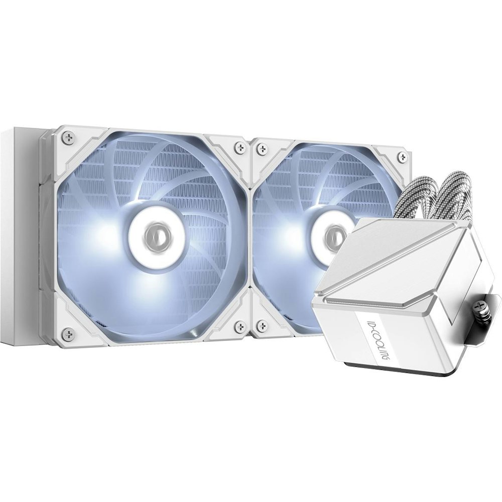 A large main feature product image of ID-COOLING DashFlow 240 Basic 240mm AIO CPU Cooler - White
