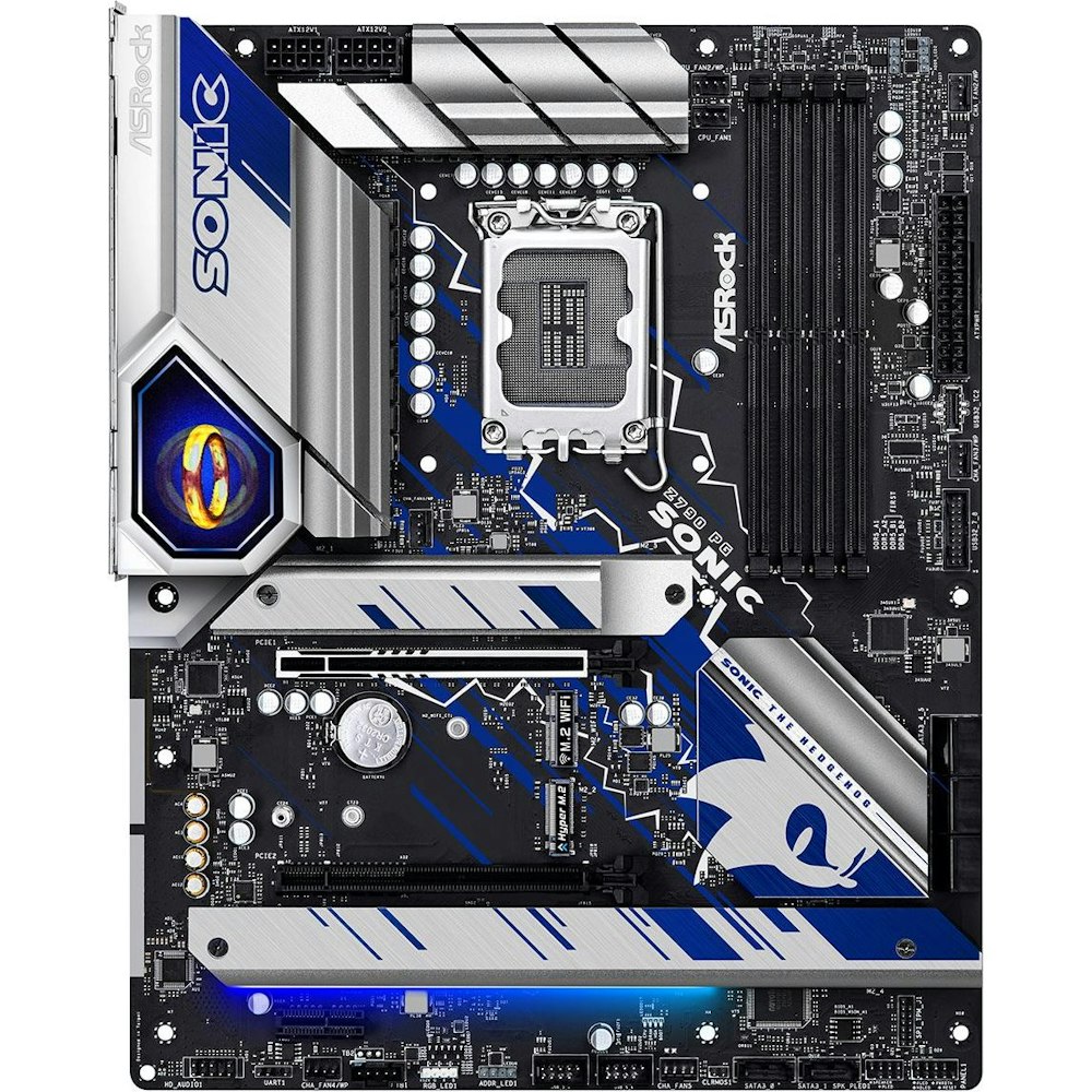 A large main feature product image of ASRock Z790 PG Sonic LGA1700 ATX Desktop Motherboard