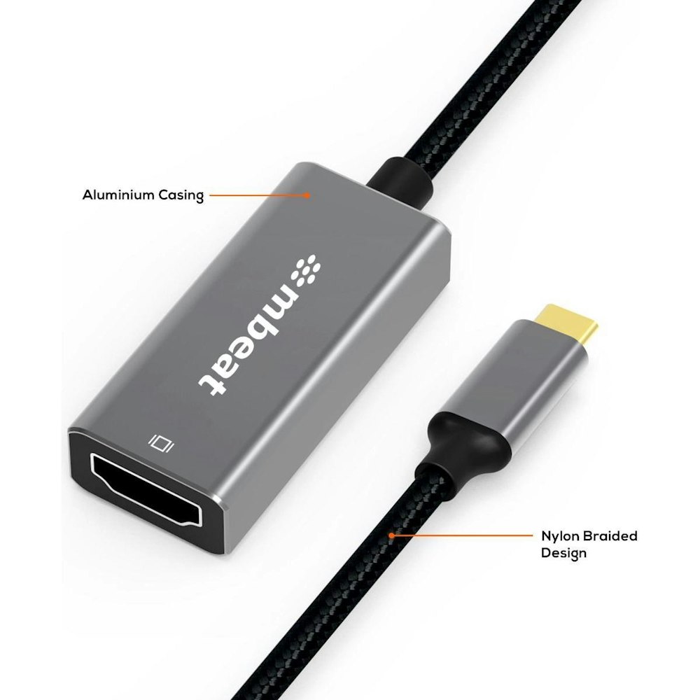 A large main feature product image of mBeat ToughLink USB-C to HDMI Adapter