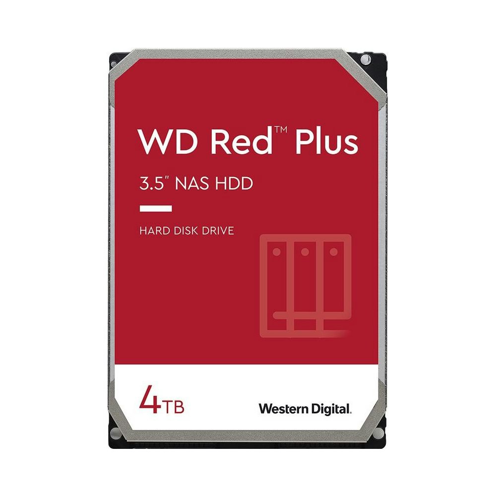 A large main feature product image of WD Red Plus 3.5" NAS HDD - 4TB 256MB