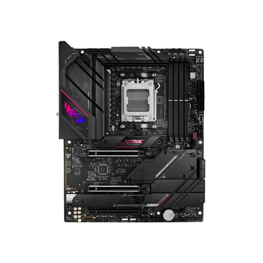 A large main feature product image of ASUS ROG Strix B650E-E Gaming WiFi AM5 ATX Desktop Motherboard