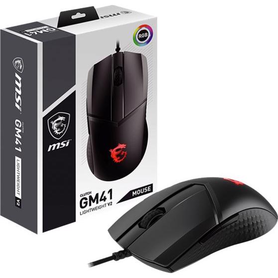 A large main feature product image of MSI Clutch GM41 Lightweight V2 Wired Gaming Mouse