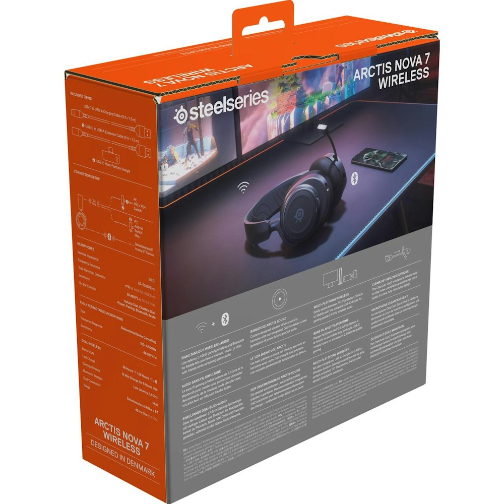 A large main feature product image of SteelSeries Arctis Nova 7 Wireless - Gaming Headset