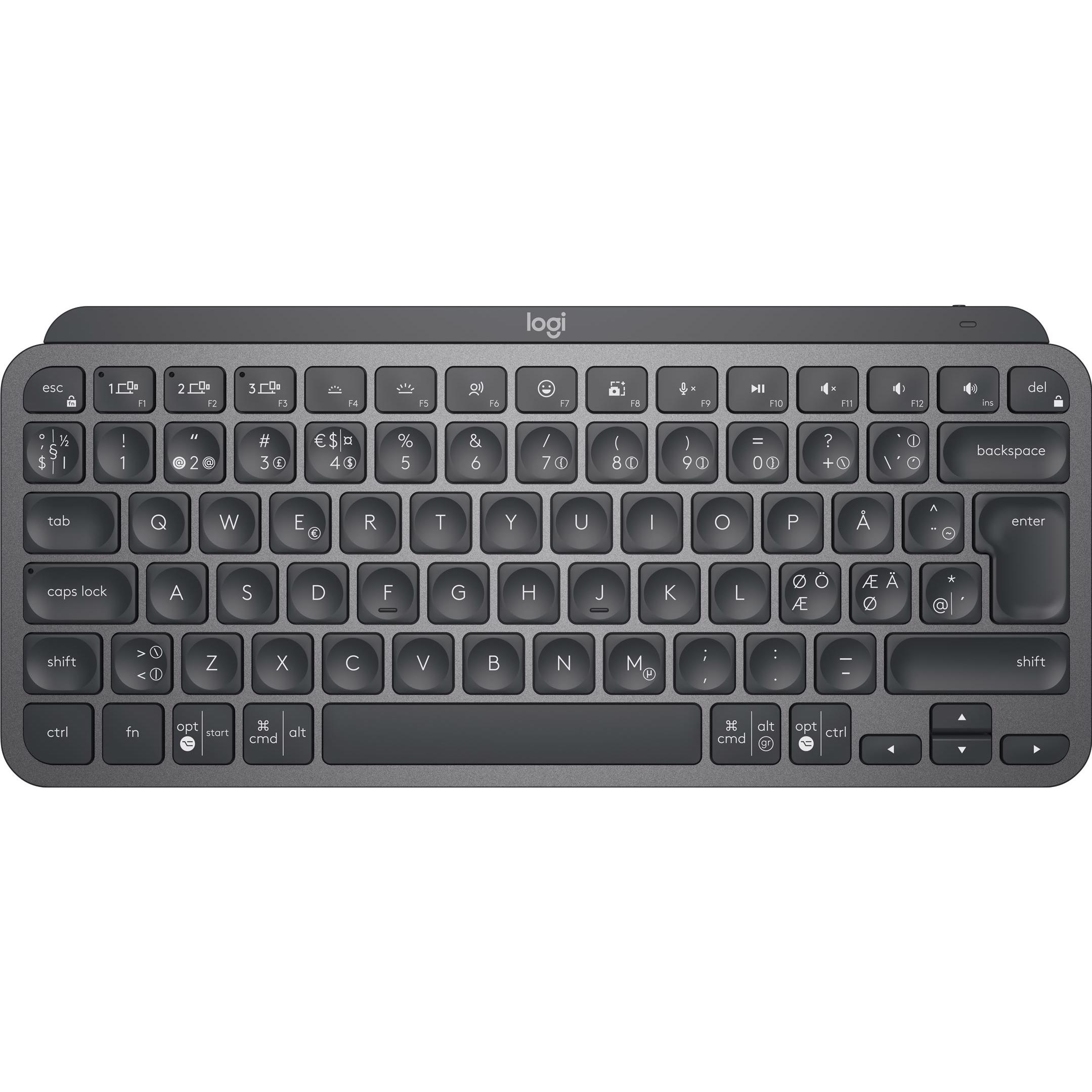 A large main feature product image of Logitech MX Keys Mini Minimalist Wireless Illuminated Keyboard - Graphite