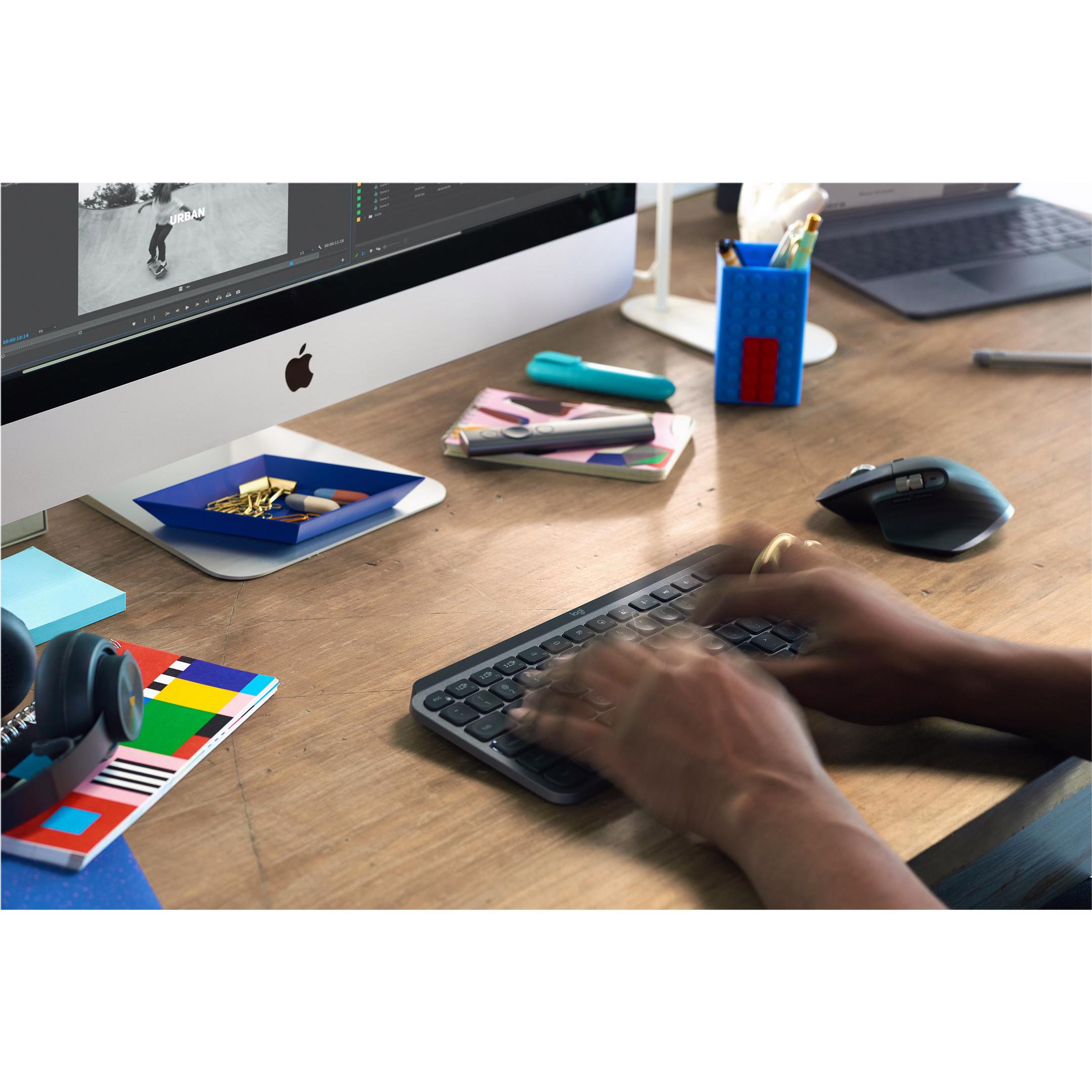 A large main feature product image of Logitech MX Keys Mini Minimalist Wireless Illuminated Keyboard - Graphite