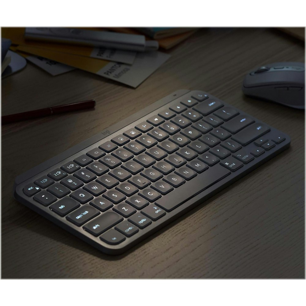 A large main feature product image of Logitech MX Keys Mini Minimalist Wireless Illuminated Keyboard - Graphite