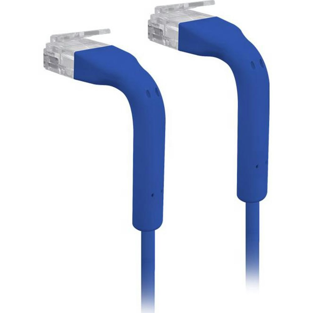A large main feature product image of Ubiquiti UniFi Cat6 22cm Ultra-Thin Bendable Patch Cable - Blue