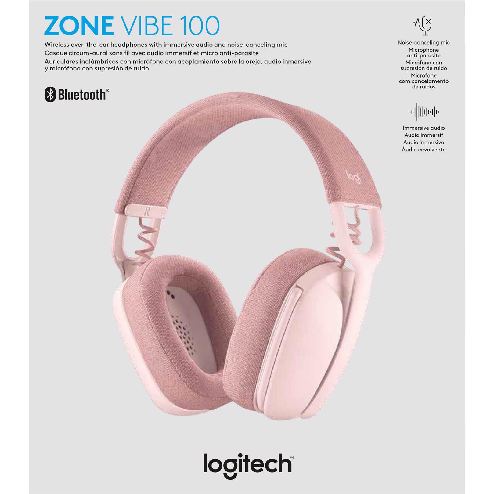 Logitech Zone Vibe 100 Wireless Bluetooth Headset Rose