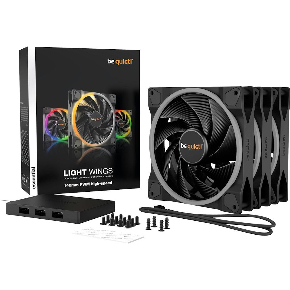 A large main feature product image of be quiet! Light Wings ARGB 140mm PWM High-Speed Fan - Triple-Pack