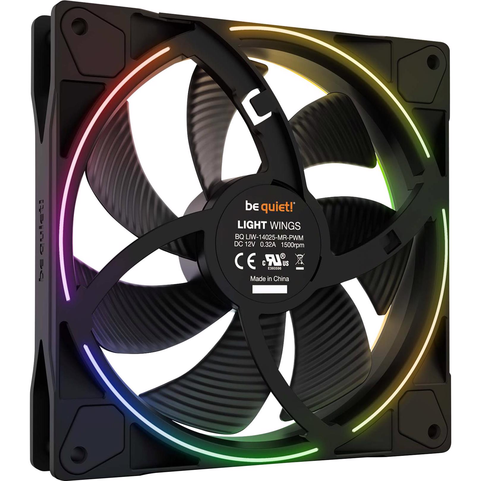 A large main feature product image of be quiet! LIGHT WINGS ARGB 140mm PWM Fan 3-Pack (Black)