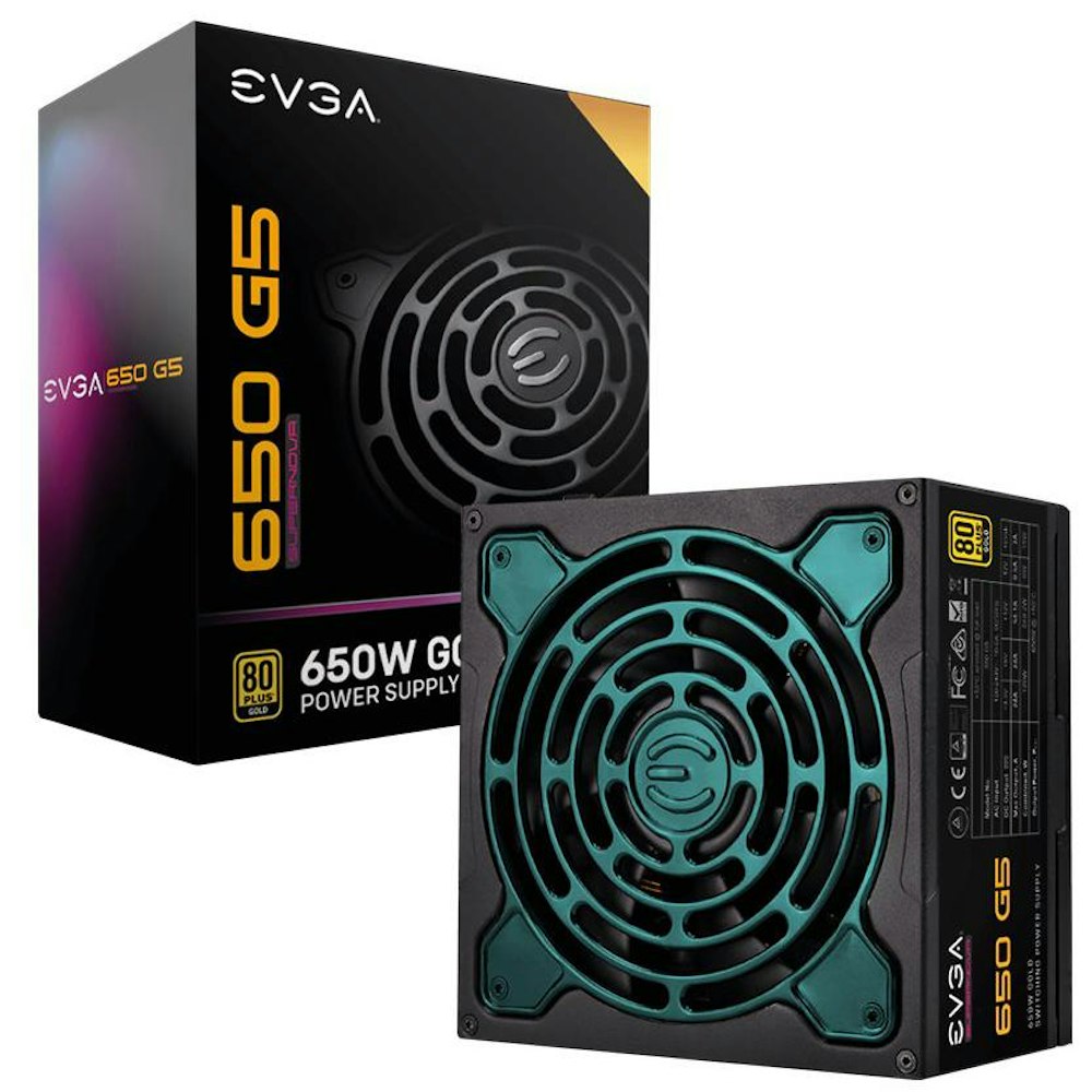 A large main feature product image of EVGA SuperNOVA 650 G5 650W Gold ATX Modular PSU